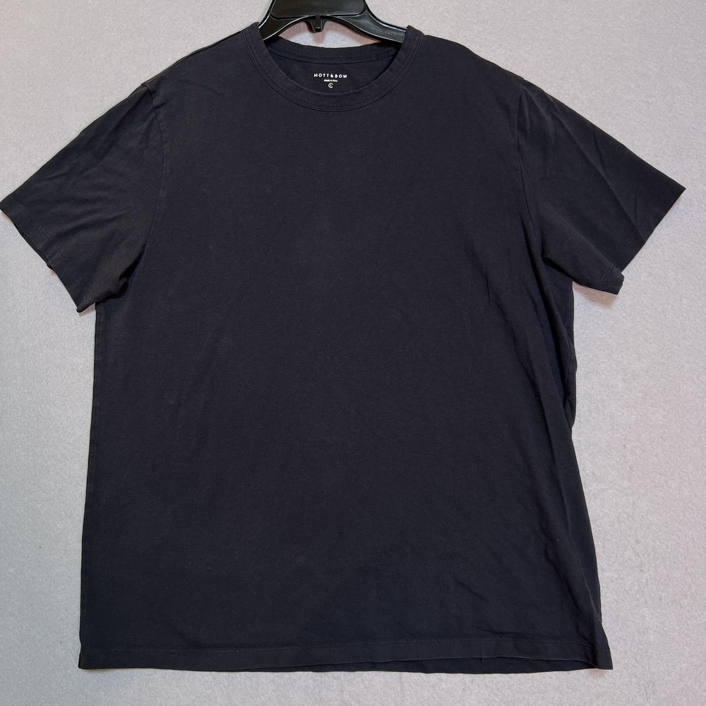 Mott & Bow Shirt Mens Large Navy Classic Crew Driggs Cotton